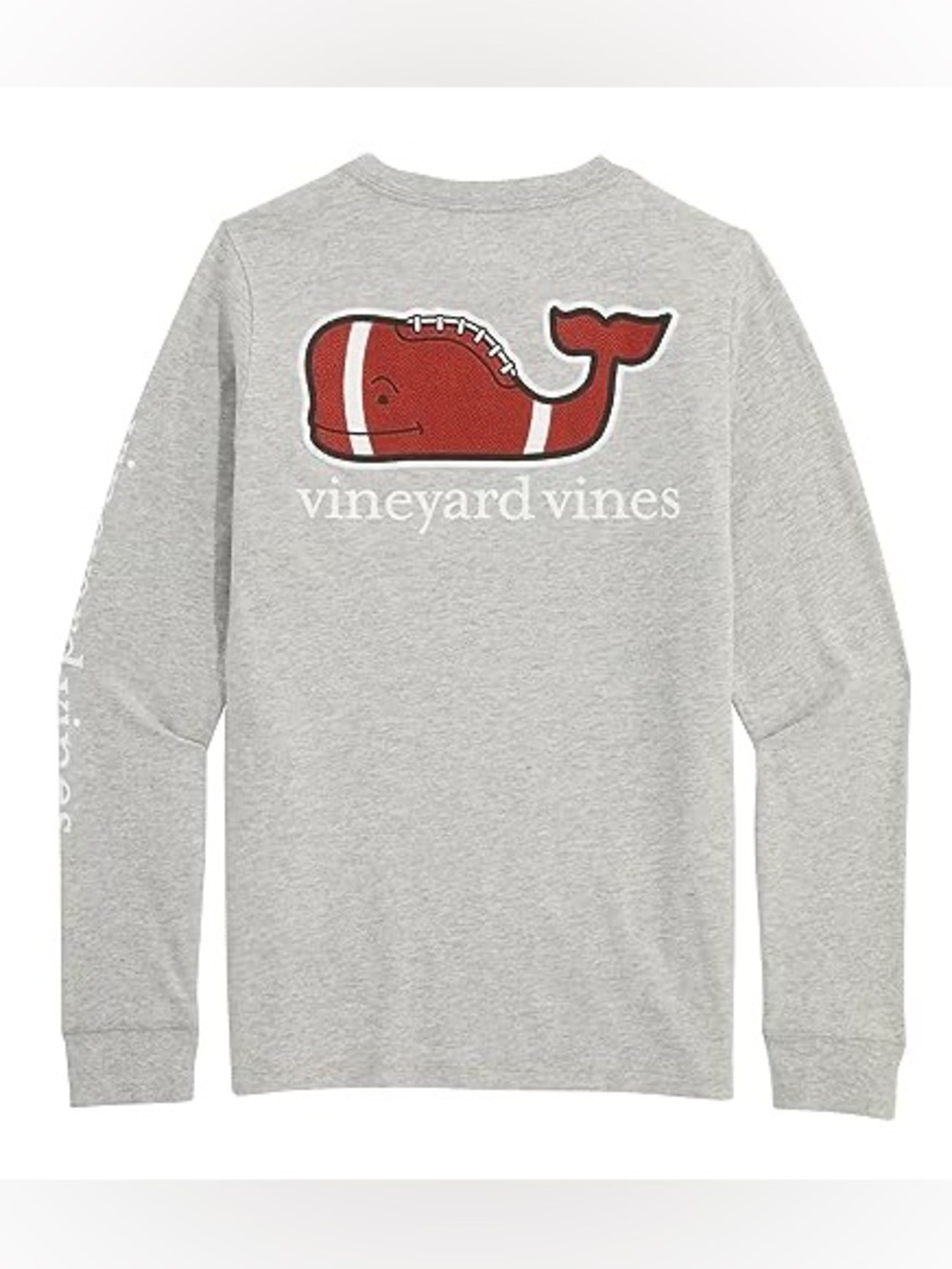 Vineyard Vines Football Whale Pocket Tee - Heather Gray - Boys Small (8/10)
